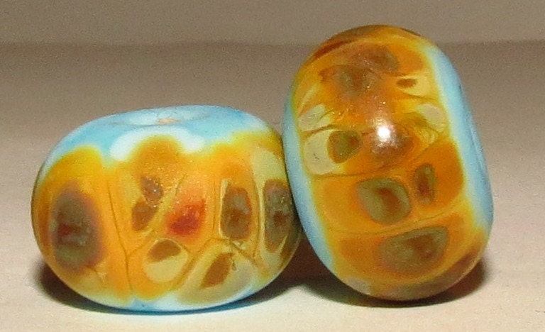 50% Off Lampwork Glass Beads Round Pair Bead Set