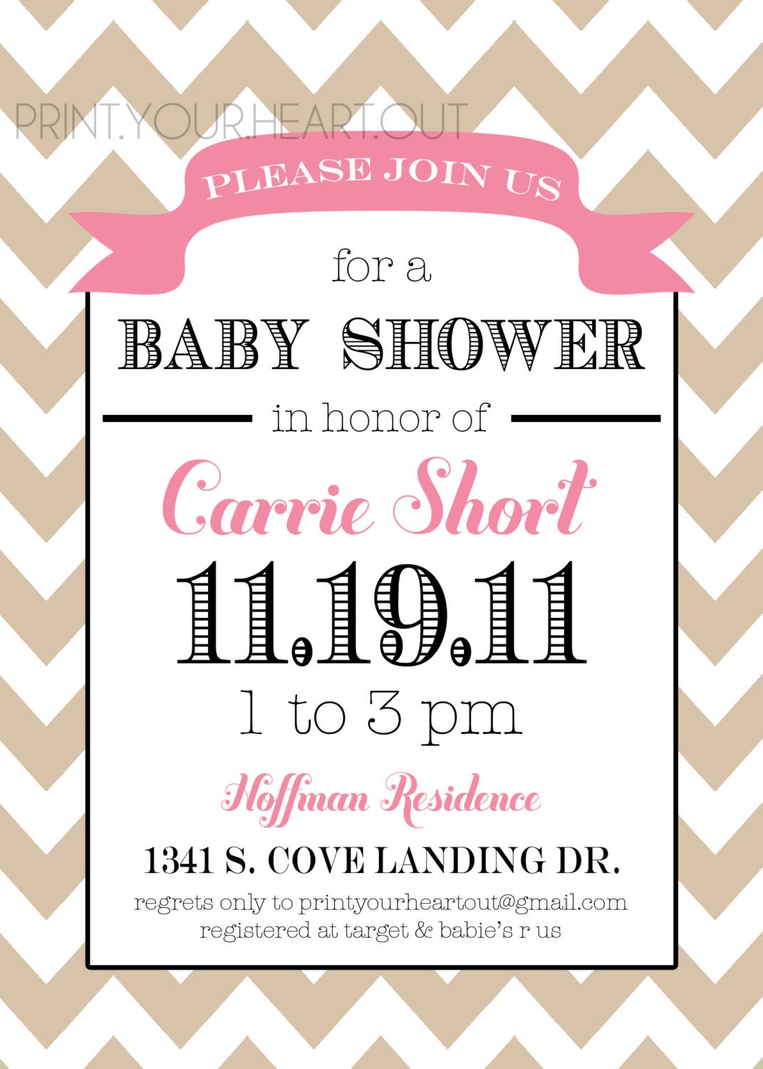 Baby Shower Invitation Printable Chevron Banner