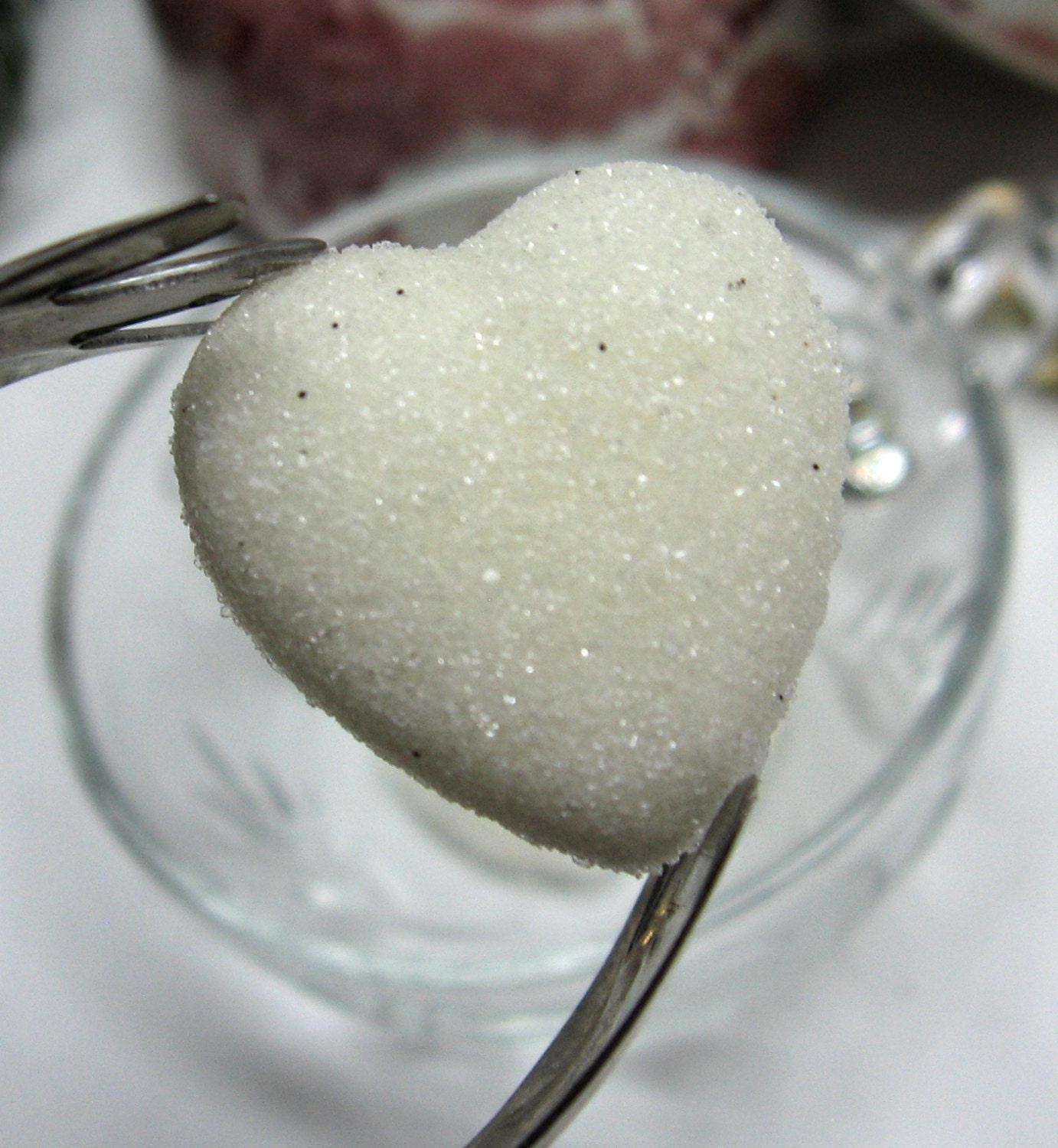 36 Elegant Heart Shaped Flavored Sugar Cubes Organic Vanilla, Cinnamon, Amaretto, Maple Cinnamon or Peppermint