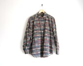 vintage 90s shirt / southwestern print shirt / button down / oversized shirt / grunge shirt / unisex tomboy
