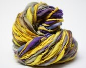 Handspun Thick and Thin Yarn Merino Wool Slub tts Hand dyed Self Striping Io 01