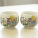 shot glasses - playa loves shawty - set of two (2) floral vintage sake cups - upcycled pair