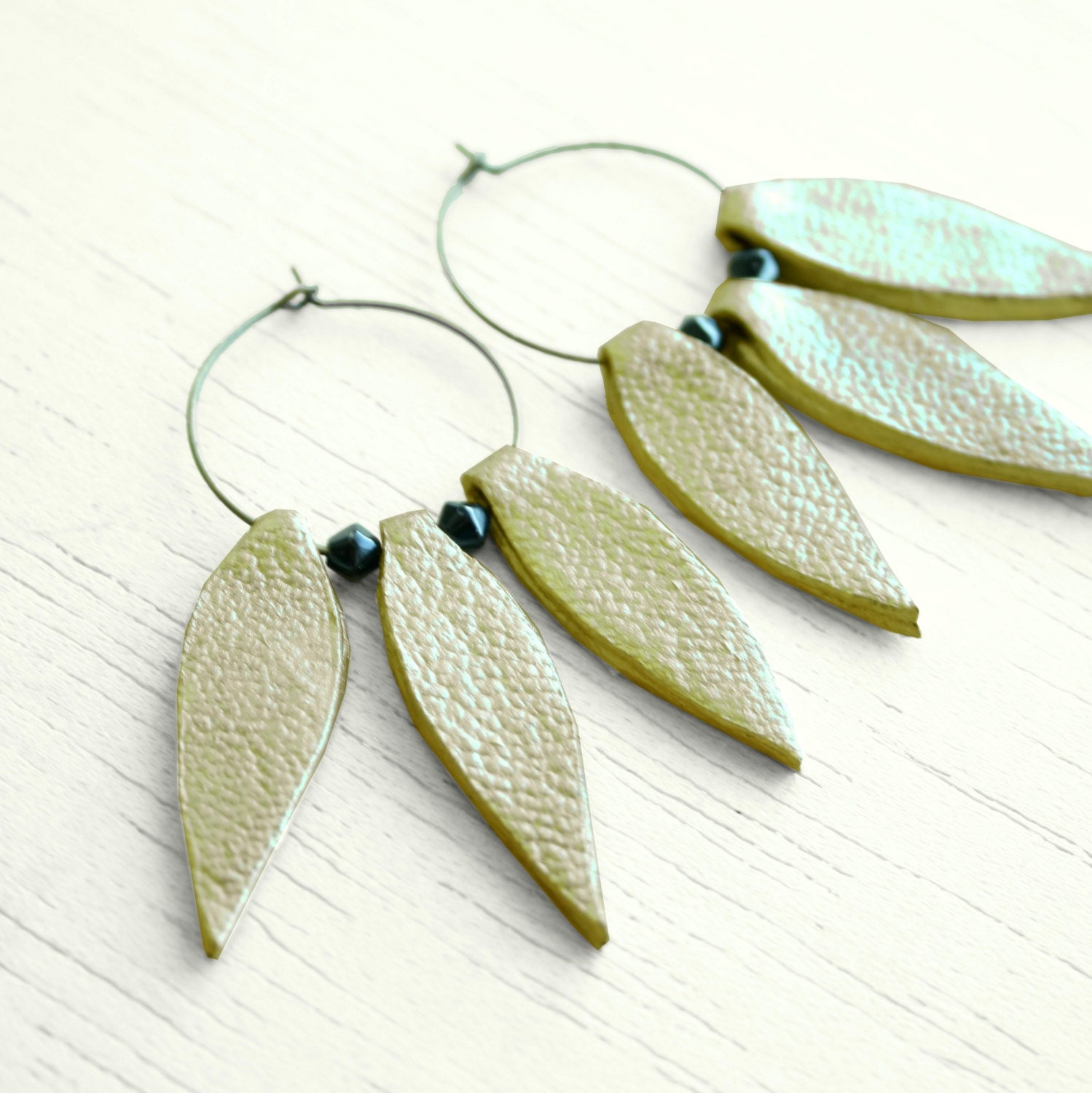 Golden leather petals earrings