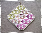diy patchwork quilting, (watch the movie) chartreuse floral kit, triangles quilting pattern. study traditional skills, old school.