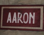 Distressed handpainted name sign...Name sign with burlap layer accent...great gift idea...kids room...home decor...anniversary gift