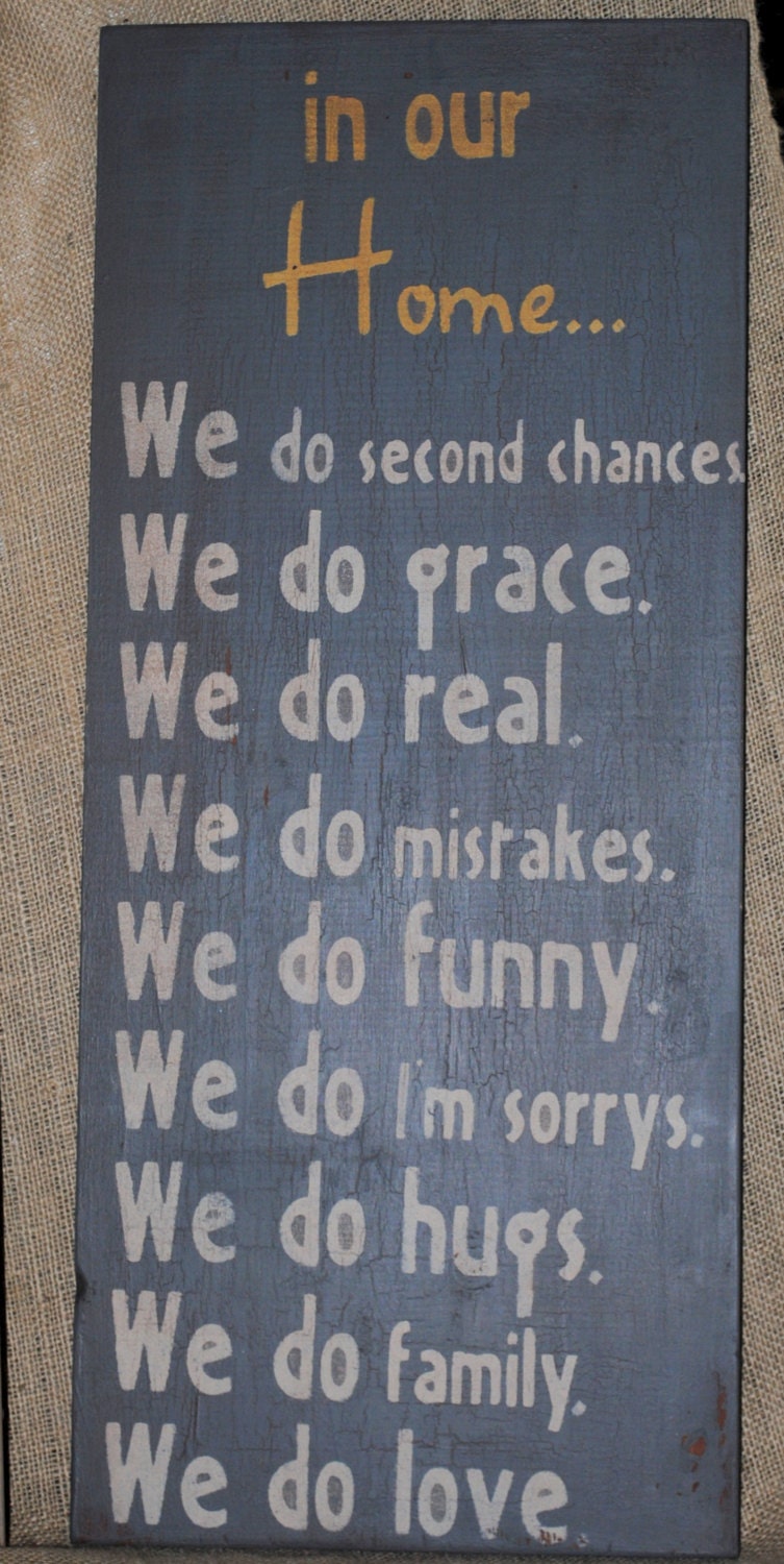 Distressed handpainted sign..."In our home..."...great gift idea...home decor...anniversary gift...birthday gift