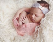 Newborn Grey and Pink Crochet Headwrap