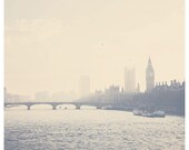 london river thames photo landscape print - whimsical fine art architecture photography, parliament, bridge - 12x12