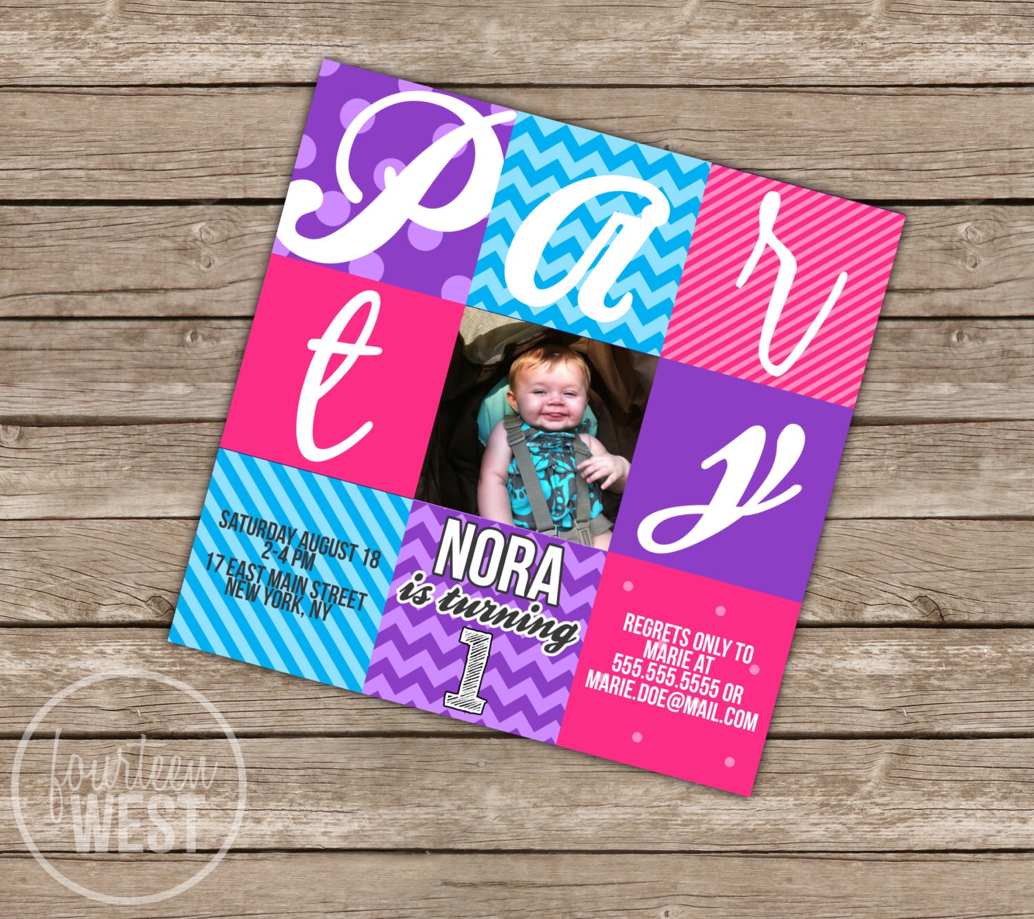Colorful Funky Birthday Invitation (Printable Digital File) Il_170x135