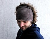 Knitted Mens Headband Guys knit hair wrap - Smoky brown Unisex Adults Dread band