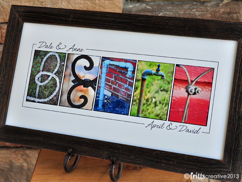 Alphabet Photography Last Name Sign Color Photo Letters 10x20 Print UNFRAMED, wedding gift, anniversary gift