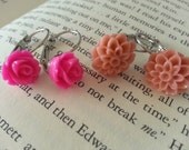 Earrings Dangling Flowers Roses or Dahlias
