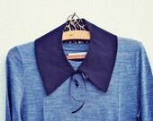 Detachable black and leopard print pointy collar with black ribbon closure - Made to order