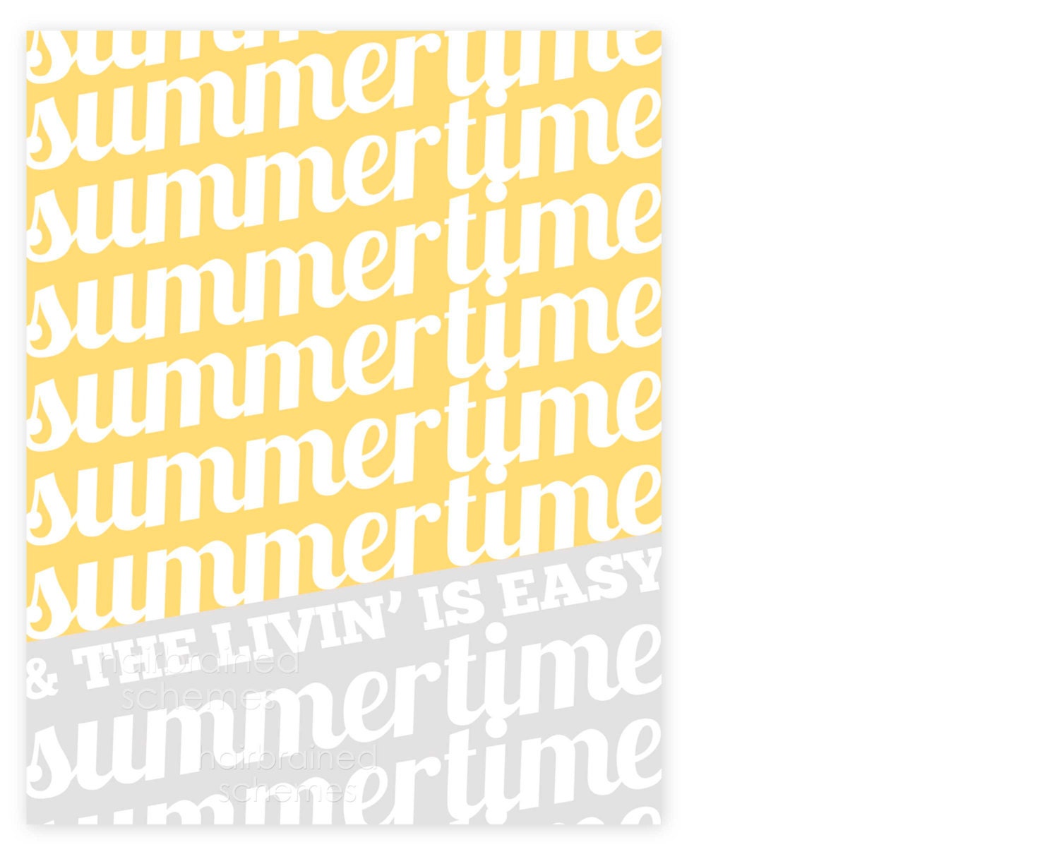 Modern Typoraphy Graphic Summertime Poster - Summer Typography Digital Art Print Lemonade Yellow Wall Decor