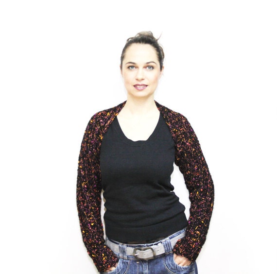 Black Shrug, Wool Shrug, Hand Knit Shrug, Mohair Shrug, Knitting Shrug, Knitted Shrug by Solandia, Knitting Accessories, spring, autumn