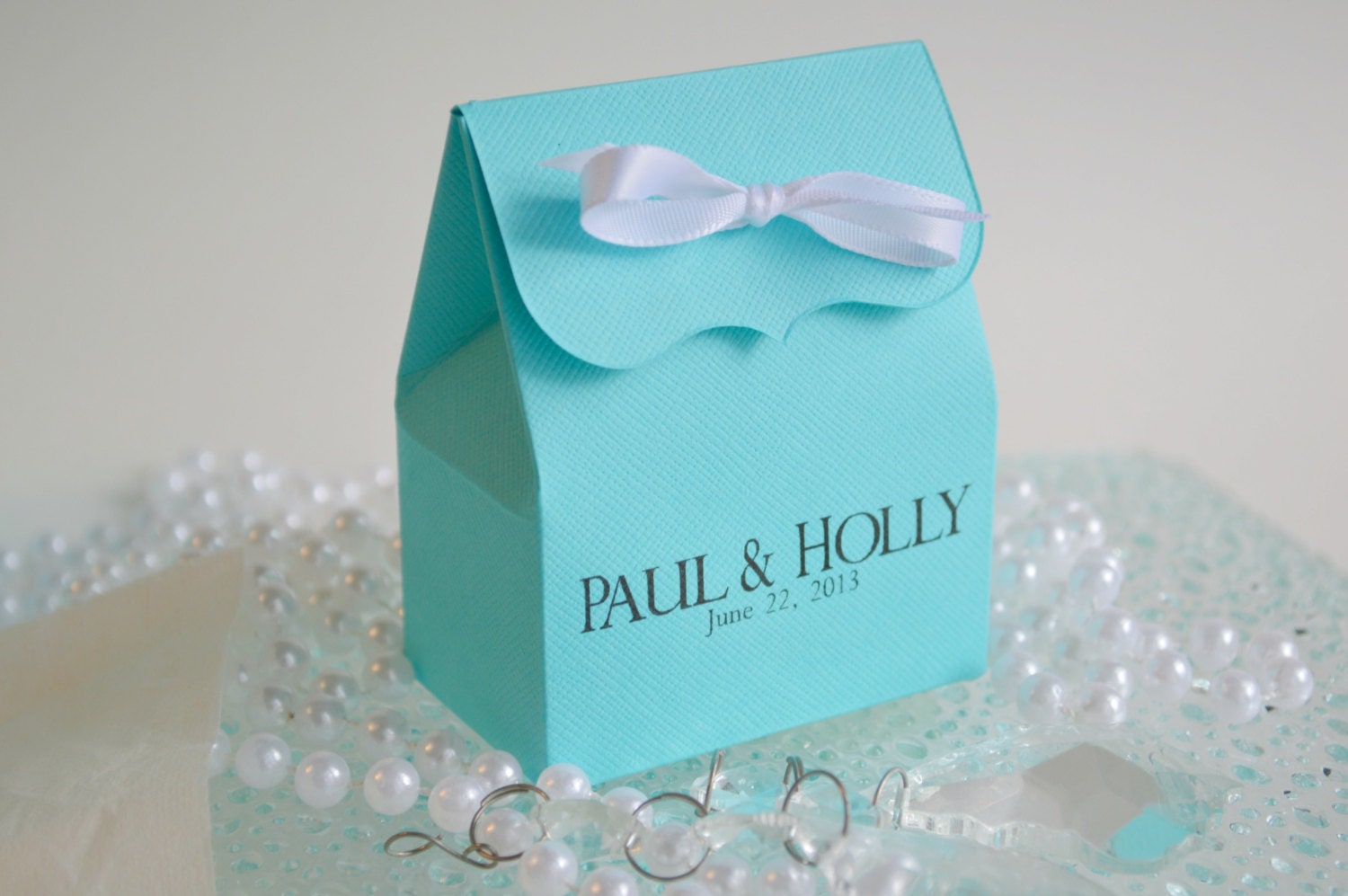 Tiffany Inspired Bath Soak Wedding Favors: 10 Personalized TIffany Blue Favor Bags