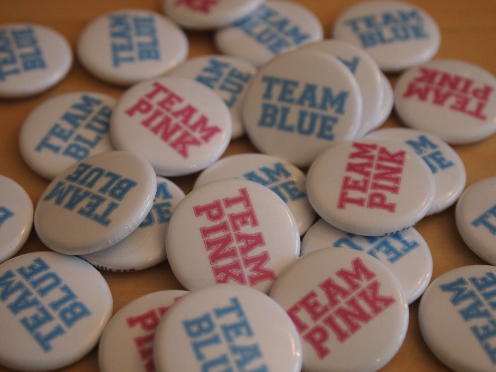 60 Gender Reveal Party Favors Team Pink Team Blue Baby Shower Pinback Buttons Il_170x135