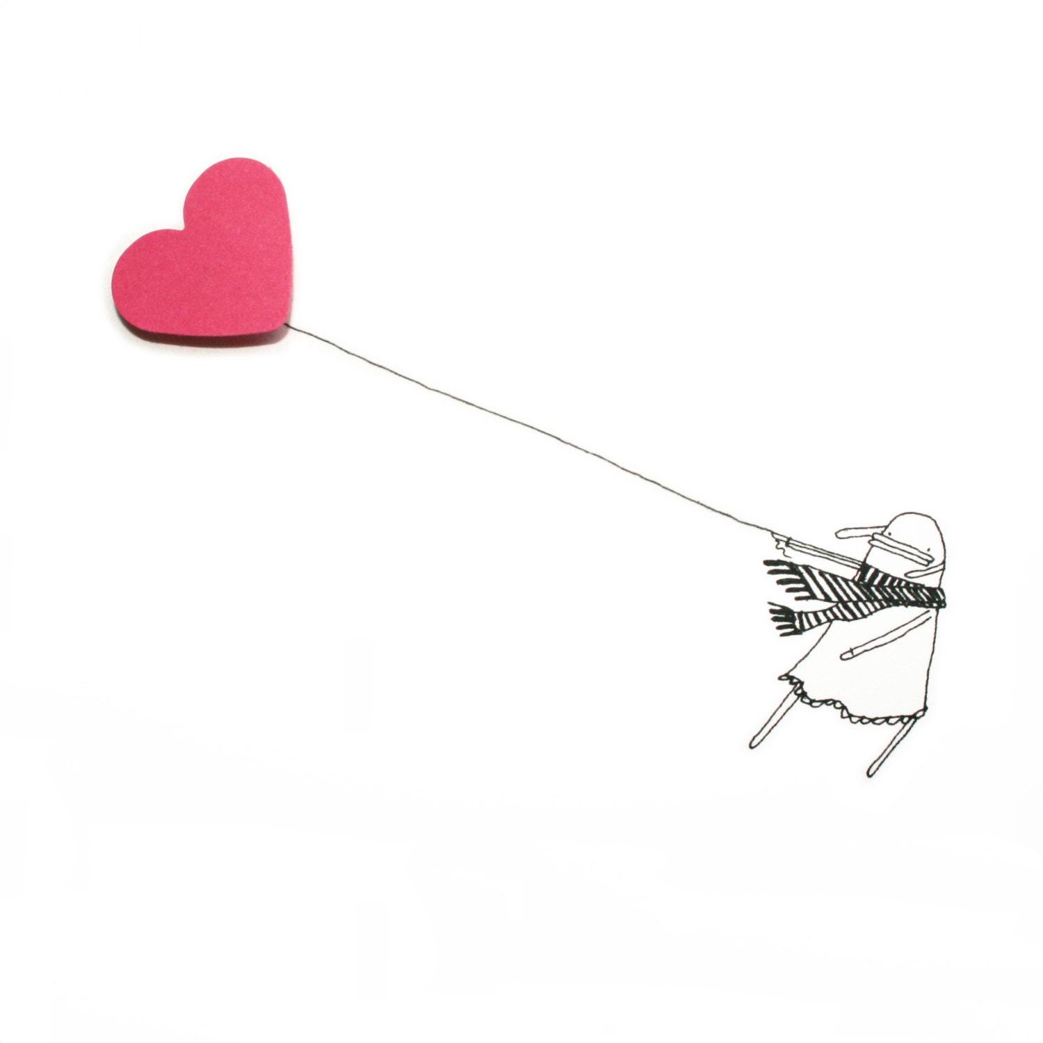 Unique Mother's Day Card, I Love You, Engagement Card, Wedding Invitation, Pink, Windy Day Poosac, Love Heart Balloon, Neon