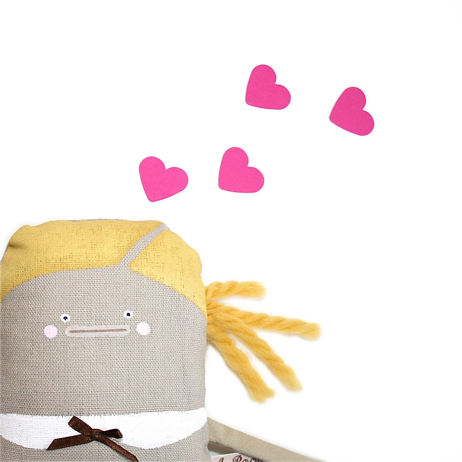 Soft Doll, Fabric Doll, Handmade Doll, Rag Doll, Toy Doll, Painted Doll, Soft Sculpture, Art Doll, Primitive Doll, Poosac, Yellow