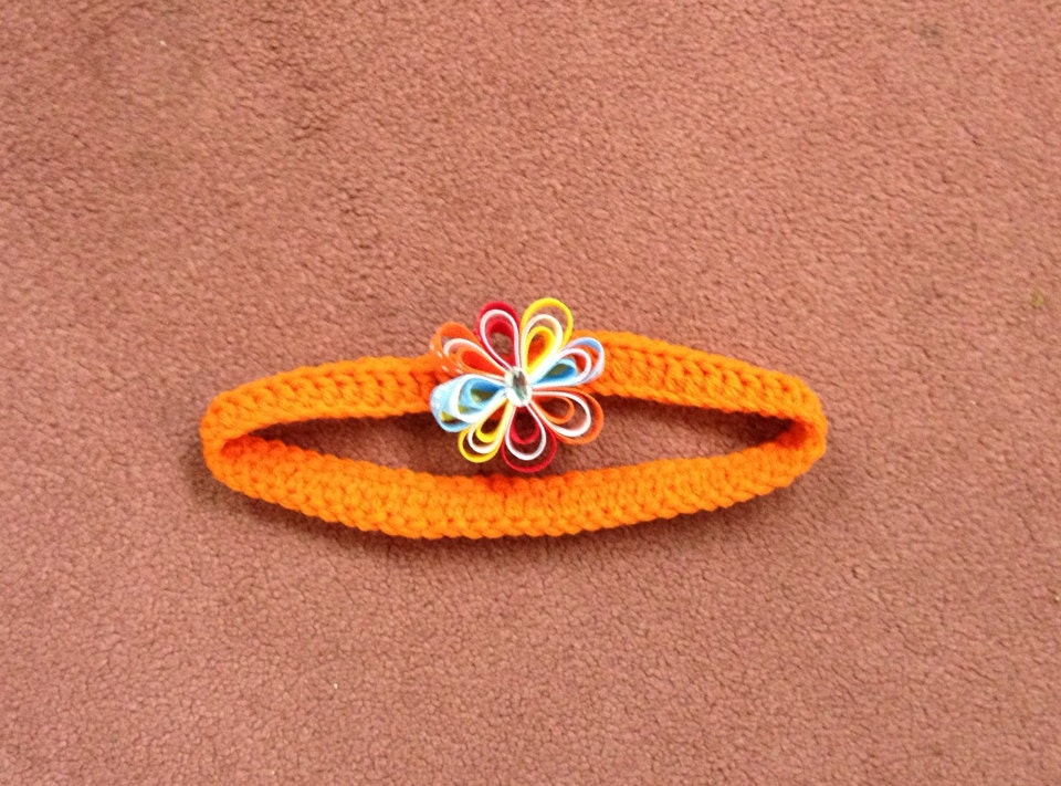 Baby Girl Orange Headband with beautiful Loopy bow