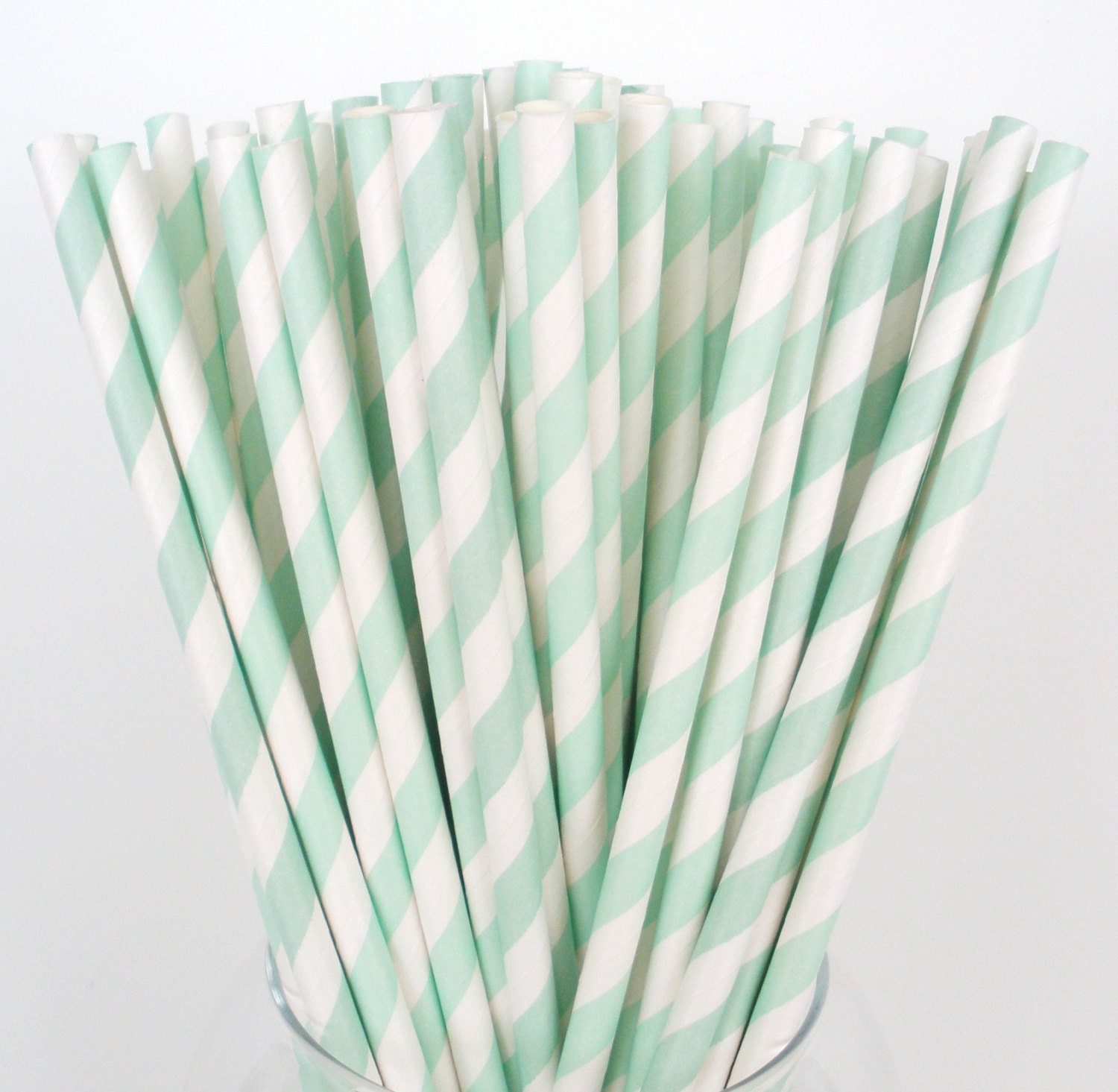 25 MINT GREEN Stripe Paper Straws DIY Flags Paper Drinking Straws Princess Cake Pop Sticks Party Paper Straws Elegant