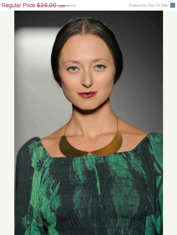 ON SALE NOW Peter Pan Necklace, Brass Peter Pan Collar Necklace, Brass Collar Necklace, Bib Necklace, Metal Bib, Metal Statement, Ooak