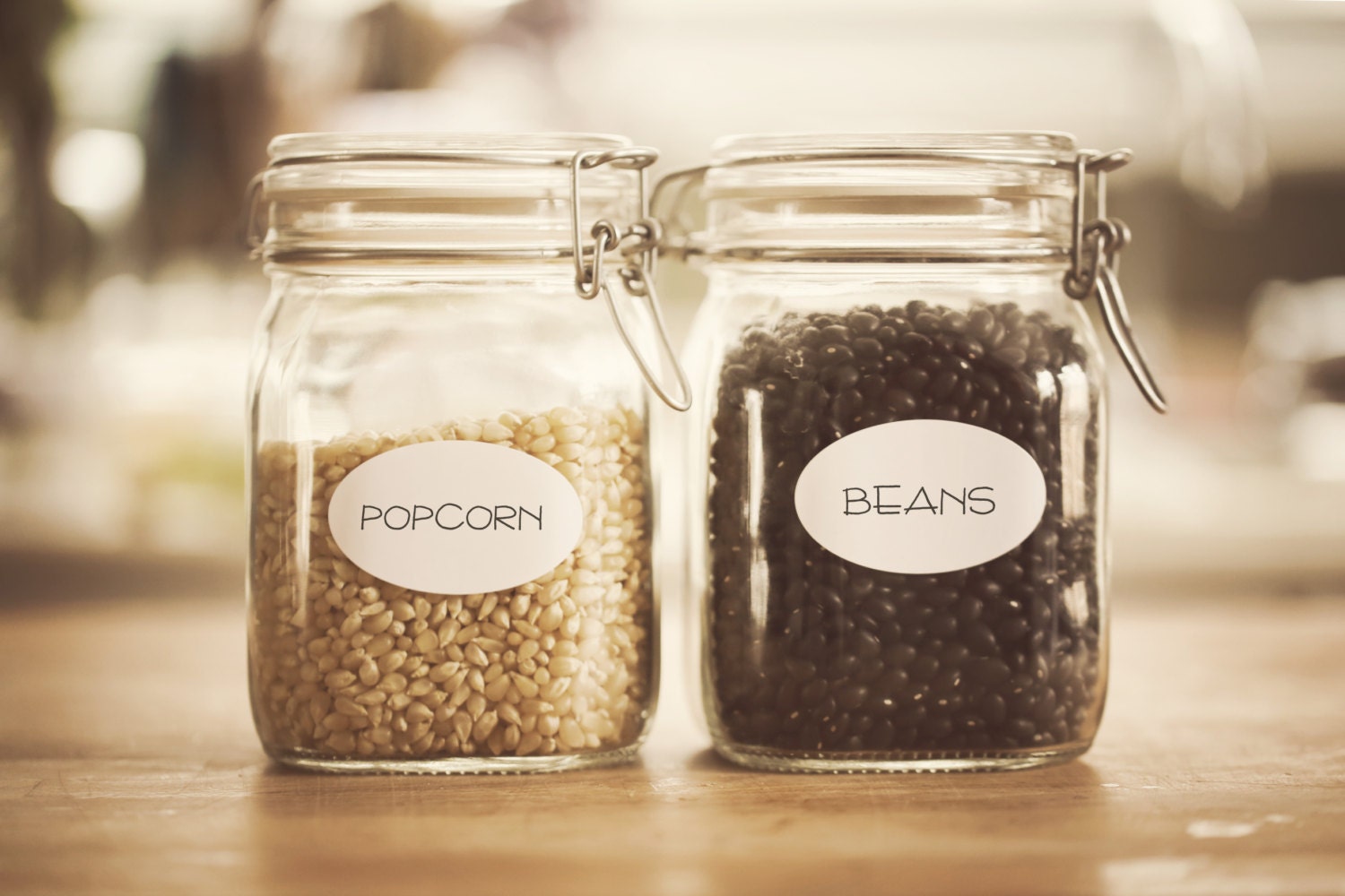 Set of 10 Labels - Kitchen/Pantry Organization and Food Labels - Glossy Ovals - "Simplicity"