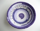 Basket Bowl Handmade Fabric Coiled Cotton Purple Lavender White