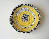 SALE ITEM Ring Dish Jewelry Catcher Fabric Corded Mini Basket Yellow and Black