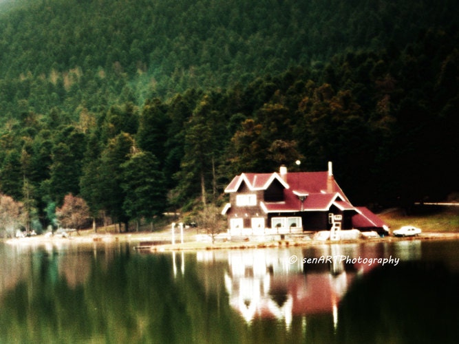 Lake House 8"x10" Fine Art Wall Decor Autumn Photograph For Modern Cafe Bar Pub Hotel Restaurant Nursey Home Office