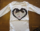 SAMPLE CLEARANCE Adorable Valentine Heart Onesie with bow size 24 MONTHS
