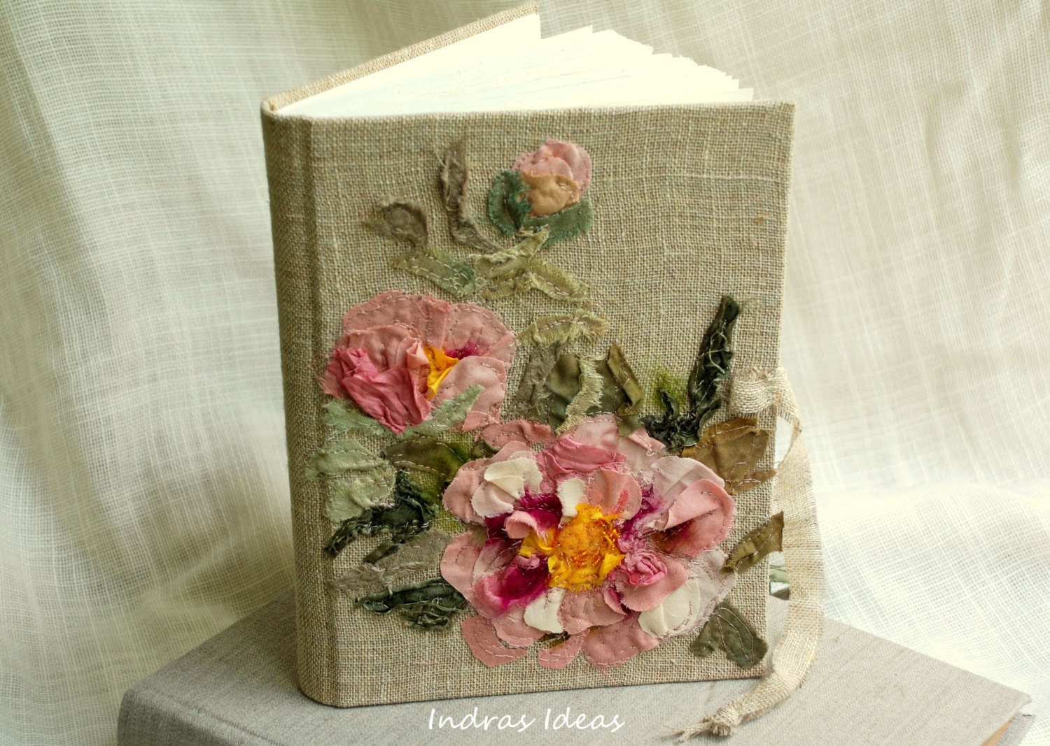 Wedding guest book Embroidered  journal  Textile art