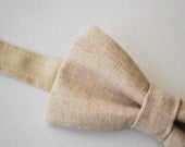 Mens Bowtie in Neutral Linen