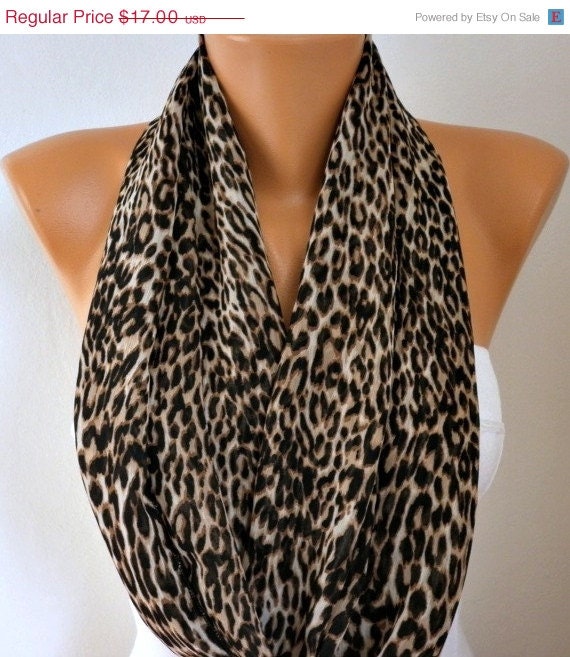 BIG SALE Leopard - Infinity Scarf Shawl Circle Scarf Loop Scarf  Gift -fatwoman