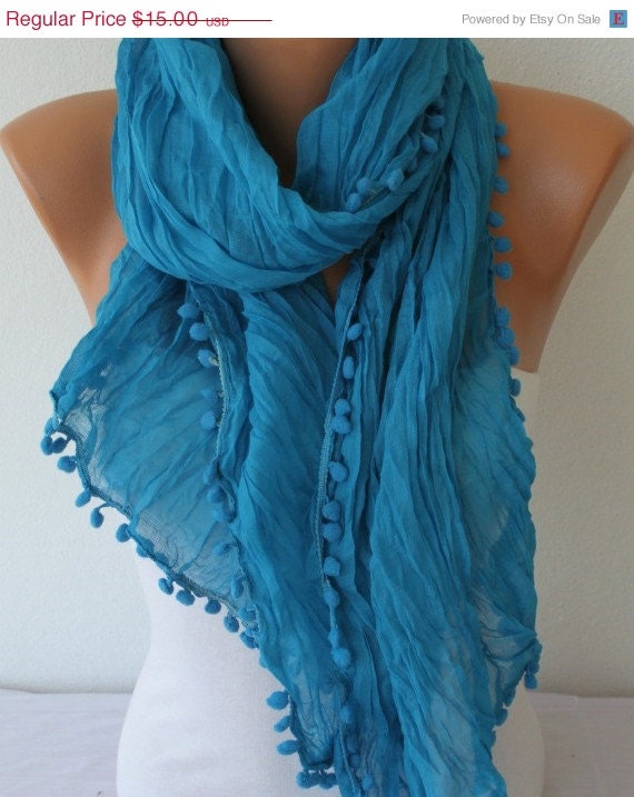 BIG SALE Women Shawl Scarf - Cowl Scarf -  Blue - fatwoman