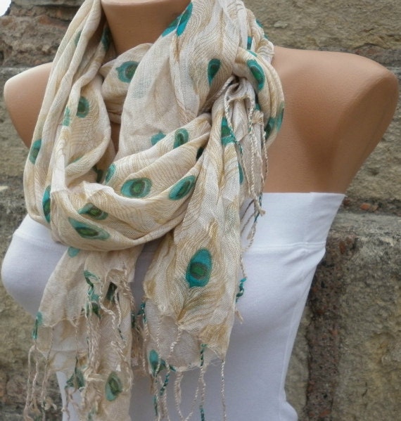 Peacock Scarf Multicolor  Shawl Scarf -  Cowl Scarf  -  fatwoman