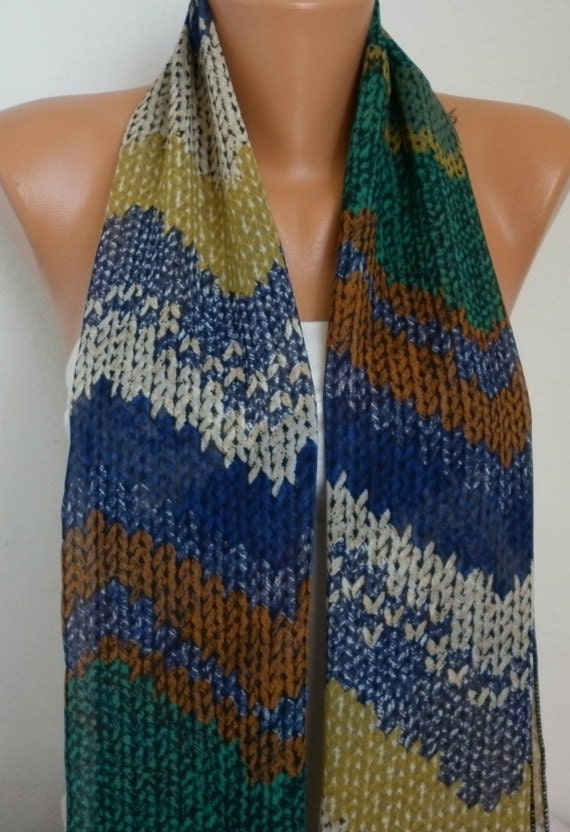 Infinity Scarf Shawl Circle Scarf Loop Scarf Gift - for her - knit print - fatwoman
