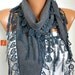 Gray Scarf - Pashmina Scarf - Cowl with Lace Edge
