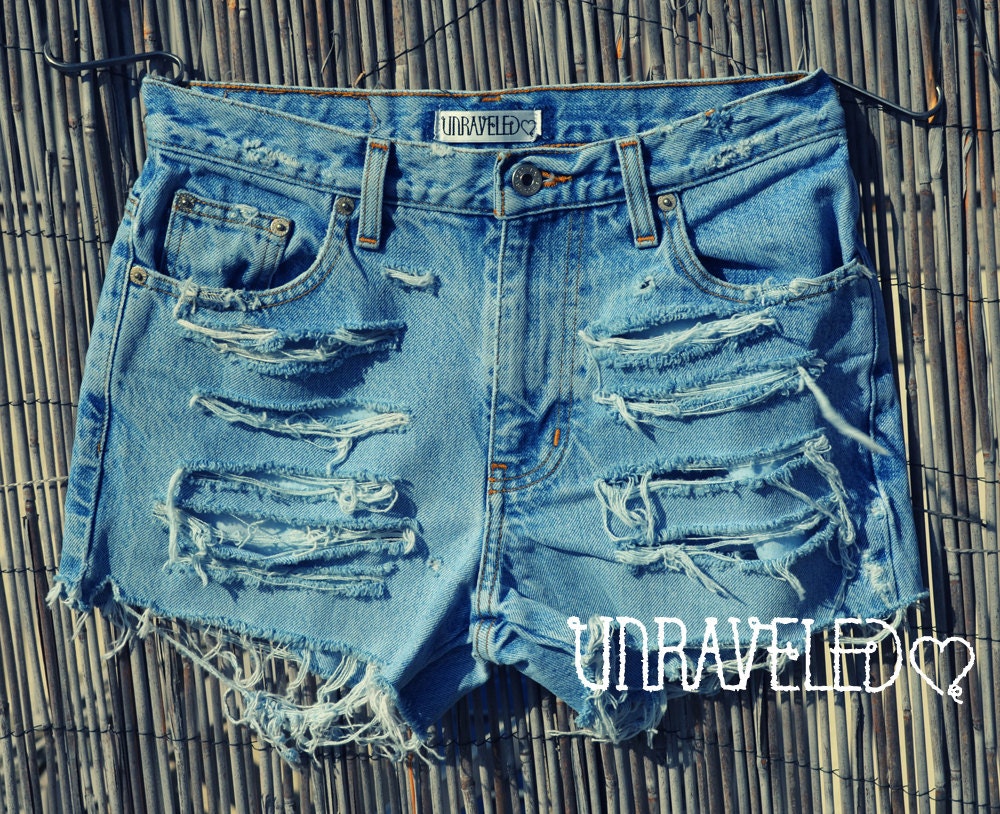High Waisted Denim Shorts (SMALL)