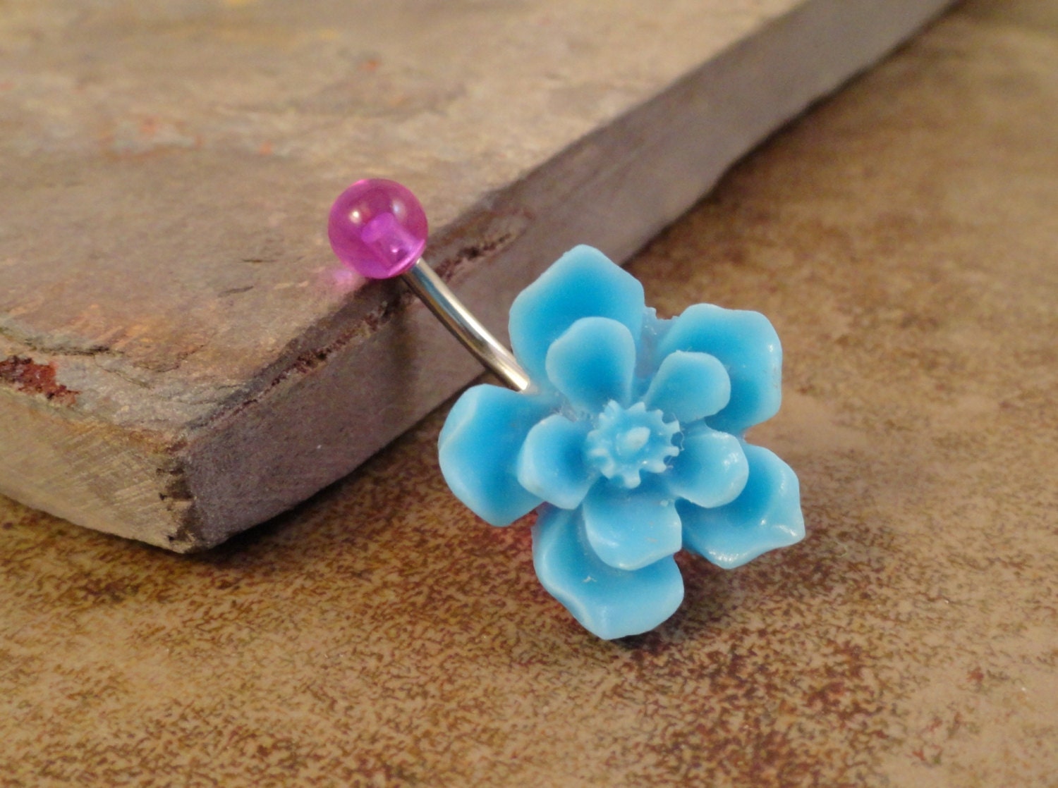 Turquoise Sakura Flower Belly Button Ring Jewelry