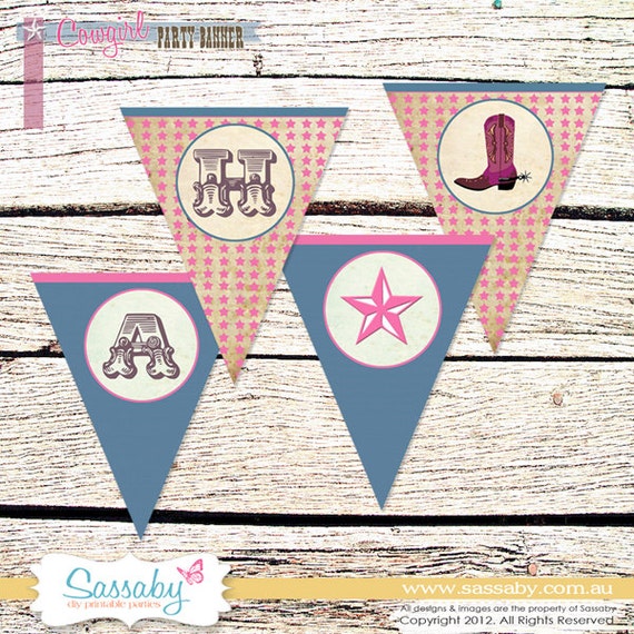 Cowgirl Party Banner - Wild West Girls Birthday - DIY PRINTABLE FILES by Sassaby Il_570xn
