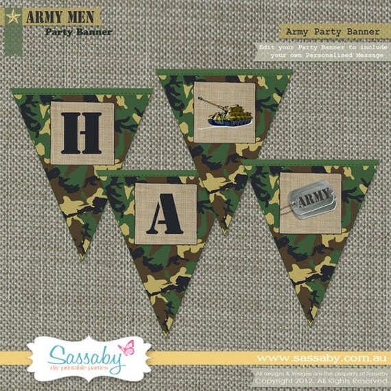 Army Men Party Banner - DIY PRINTABLE FILE - Boys Birthday Party Il_570xn