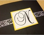 Black and Yellow with Damask Wedding Invitation