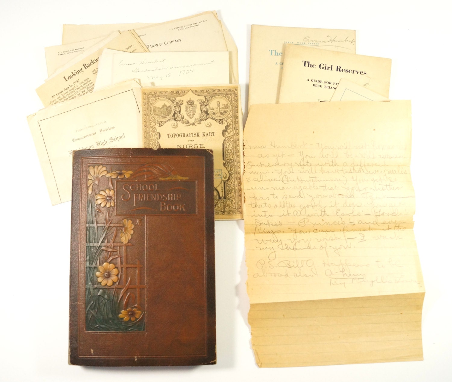 Vintage / Antique School Friendship Book / Scrapbook and Clippings (c.1906) - Collectible, Collage, Paper Ephemera