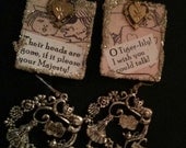book worms alice in wonderland fans earrings dangles weird free shipping glittered trimmed book covers