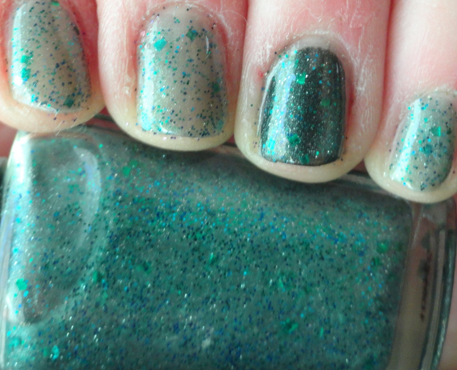 Swamp Thing  Dirty Teal Blue Green POP micro Glitter Indie Franken Nail Polish