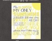 8x10 Yellow and Gray You are my sunshine Nursery Wall Art digital- you print your own- INSTANT DOWNLOAD