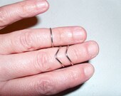 Knuckle Ring Chevron Silver Wire Stackable Adjustable Hipster Stacking Rings - Set of 3