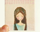 Small Original Acrylic Painting, Whimsical Girl