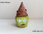 Chocolate Zombie Cupcake - Polymer Clay Sculpture - Halloween Decor - OOAK